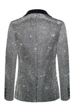 Blazer de bal pour homme gris scintillant à revers châle