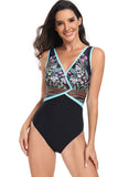 Maillots de bain 2 pièces à bretelles dos nu à imprimé boho Flower Black Flower