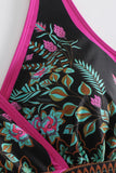 Maillots de bain 2 pièces à bretelles dos nu à imprimé boho Flower Black Flower