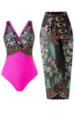 Maillots de bain 2 pièces à bretelles dos nu à imprimé boho Flower Black Flower