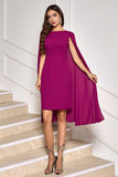 Robe de cocktail midi moulante raisin avec manches cape