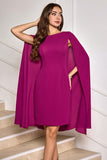 Robe de cocktail midi moulante raisin avec manches cape