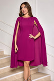 Robe de cocktail midi moulante raisin avec manches cape