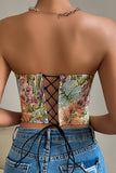 Fleur Jacquard Sweetheart Lace-up Back Corset Top