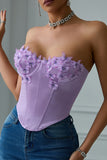 Haut corset Sweetheart violet avec papillons 3D