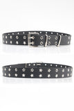 Boho Noir Vintage Rivet Large Ceinture en Cuir