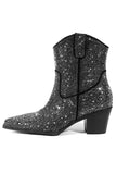 Bottines western noires en strass de couleur contrastante