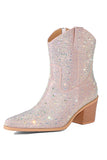 Bottines western noires en strass de couleur contrastante