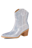 Bottines western noires en strass de couleur contrastante