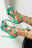 Femmes Or Metallic Strappy Stilletos Talons Sandales Chaussures avec Papillon