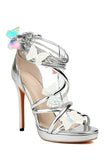 Femmes Or Metallic Strappy Stilletos Talons Sandales Chaussures avec Papillon