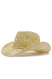 Abricot tricot Western Cowboy chapeau chapeau de paille évidé chapeau de soleil