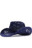 Abricot tricot Western Cowboy chapeau chapeau de paille évidé chapeau de soleil