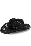 Abricot tricot Western Cowboy chapeau chapeau de paille évidé chapeau de soleil