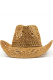 Abricot tricot Western Cowboy chapeau chapeau de paille évidé chapeau de soleil