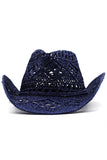 Abricot tricot Western Cowboy chapeau chapeau de paille évidé chapeau de soleil