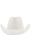 Abricot tricot Western Cowboy chapeau chapeau de paille évidé chapeau de soleil