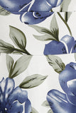 Robe vintage à col carré bleu à imprimé floral des années 1950