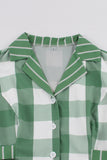 Plaid vert manches courtes rétro des années 1950 robe avec noeuds