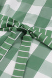 Plaid vert manches courtes rétro des années 1950 robe avec noeuds