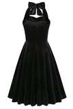 Robe courte vintage noire à bretelles spaghetti