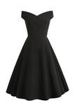 Robe courte A Line Noir Vintage Années 1950