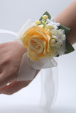 Corsage de poignet jaune pour fête de bal de mariage