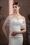 Châle de mariée applique fleur blanche