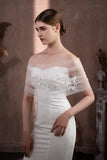Châle de mariée applique fleur blanche