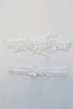 Ensemble jarretière en dentelle de mariée avec broderie