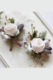 Corsage de poignet de bal abricot et boutonnière pour homme pour mariage