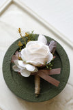 Corsage de poignet de bal abricot et boutonnière pour homme pour mariage