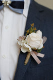 Corsage de poignet de bal abricot et boutonnière pour homme pour mariage