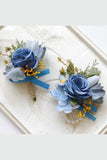 Corsage de poignet de bal abricot et boutonnière pour homme pour mariage