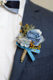 Corsage de poignet de bal abricot et boutonnière pour homme pour mariage