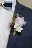 Corsage de poignet de bal abricot et boutonnière pour homme pour mariage