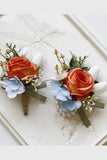 Corsage de poignet de bal abricot et boutonnière pour homme pour mariage