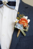 Corsage de poignet de bal abricot et boutonnière pour homme pour mariage