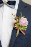 Corsage de poignet de bal abricot et boutonnière pour homme pour mariage