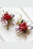 Corsage de poignet de bal abricot et boutonnière pour homme pour mariage