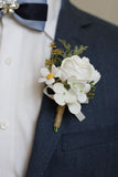 Corsage de poignet de bal abricot et boutonnière pour homme pour mariage