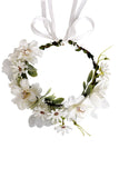 Couronne de cheveux de bandeau de mariage floral blanc avec ruban