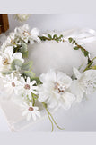 Couronne de cheveux de bandeau de mariage floral blanc avec ruban