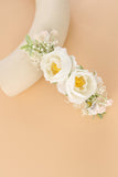 Blanc Poignet Corsage Floral Bracelet Fait Main Verdure Cheveux Peigne Floral Casque de mariée