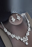 Collier et boucles d’oreilles en argent incrustés de diamants d’eau et ensemble de bijoux en fausse perle