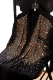 Robe de demoiselle d’honneur de mariée brillante noire avec strass