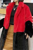 Manteau long en fausse fourrure duveteuse fuchsia et orange