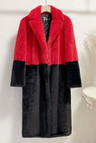 Manteau long en fausse fourrure duveteuse fuchsia et orange