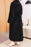 Maxi manteau noir en fausse fourrure ouverte sur le devant pour femme