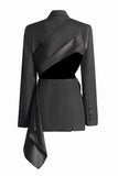 Black Peak Lapel Cut-out Femmes Blazer